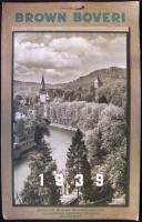 1939 A Brown Boveri Művek Rt. nagy képes falinaptára svájci képekkel kiváló állapotban / Large picture calendar of the Brown Boveri Co. 27x43 cm