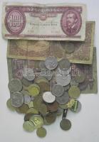 Vegyes kis világpénz és 3db klf magyar bankjegy gyűjtemény T:vegyes