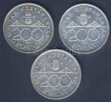 1992. 200Ft Ag "MNB" (3x) T:2+,2