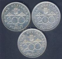 1992. 200Ft Ag "MNB" (3x) T:2+,2 ph.