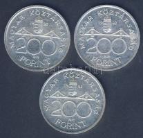 1992. 200Ft Ag "MNB" (3x) T:2,2-
