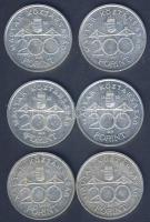 1992. 200Ft Ag "MNB" (6x) T:2,2-