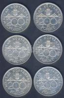 1992. 200Ft Ag "MNB" (6x) T:2,2-