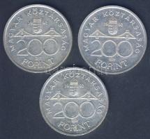 1992. 200Ft Ag "MNB" (3x) T:2