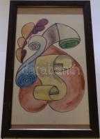 Binderné Gergely Klára: Absztrakt, vegyes technika-papír, keretben 22x37 cm