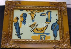 Ujházi Péter (1940-): Madarak, vegyes technika- papír, jelzett, keretben 24x33 cm