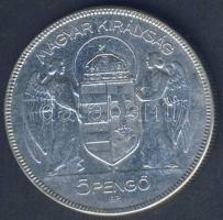1930. 5P Ag "Horthy jobbra" T:3 ph