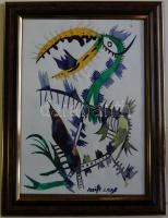 Szeift Béla (1944-): Kacsacsőrű emlős, akvarell-papír, jelzett, keretben 28x37 cm