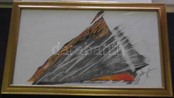 A. Varga Imre (1953-): Kompozíció, vegyes technika-papír, jelzett, keretben 29x47 cm