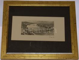 Nagy Zoltán (1916-1987): Erzsébet-híd, rézkarc-papír, jelzett, keretben 24x29 cm, a hátoldalán Képcsarnokos címke