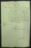 1657 Gróf Wesselényi Ferenc hadvezér, nádor saját kézzel aláírt levele Besztercebányáról Körmöcbányára bizonyos lovak ügyében. Nádori szárazpecséttel / Ex offo letter signed by count Ferenc Wesselényi from Banska Bistrica to Cremnitz regarding horses, with dry-seal