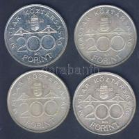 192-93. 200Ft Ag "MNB" (4x) T:2+,2,3