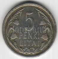 Litvánia 1925 5L ezüst T:3/4