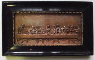 Utolsó vacsorát ábrázoló réz dombormű keretben 32x19 cm