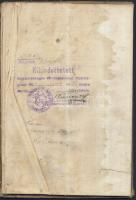 1913 Kassai Bábaképző Intézet keményfedeles Gottermayer kötésű bába-bizonyítvány (foltos) / Kosice m...