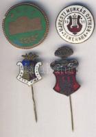 1911. "Újpesti Munkás Otthon Zenekara" zománcozott kitűző T:2-(letört a tű) + DN "Ne bántsd a magyart" zománcozott kitűző T:3+ + 2db különféle zománcozott kitűző T:2