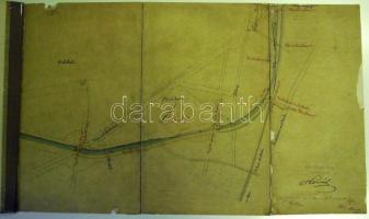 1878 A Magyar Államvasutak vágánytérképe Kelenföldtől Budapest Ferencvárosi pályaudvarig. Kézzel raj...