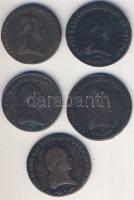 Ausztria 1800-1812. 3Kr (3x) + 6Kr (2x) klf verdejelekkel! T:2,3