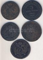 Ausztria 1800-1812. 3Kr (3x) + 6Kr (2x) klf verdejelekkel! T:2,3