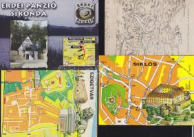 Térkép - 38 db modern térképes városképes lap, főleg magyar / 38 Map cards