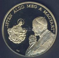1991. "Napjaink magyar történelme - II. János Pál Pápa látogatása-Pécs" nagyalakú, piefort (vastag), aranyozott emlékérem (d:65mm) T:PP