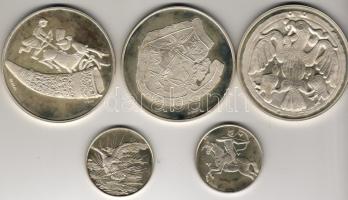 1996 "Millecentenárium" 5db teljes sor ezüst 310,28gr T:PP RRR!!! Fa díszdobozban!