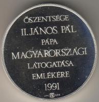 1991 "János Pál pápa magyarországi látogatása..." 308gr ezüst díszdobozban piefort (vastag...