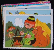 65 db postatiszta Rajzfigurás képeslap / 65 unused Cartoon cards