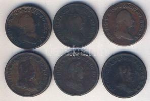 Ausztria 1780-1790. 1Kr (6x) klf verdejellel! T:3