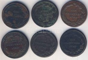Ausztria 1780-1790. 1Kr (6x) klf verdejellel! T:3
