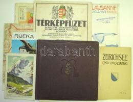 Kis nyomtatvány tétel: utazási prospektusok, meghívók, térképek