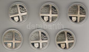 1976 Festőművész sor I-II. 6x200Ft ezüst díszdobozban T:PP R!