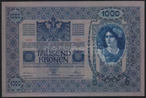 1902. 1000K mindkét oldal német nyelvű (Osztrák-Magyar Bank) I. kiadás (Auflage) piros "Deutsch...