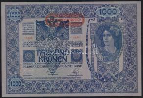 1902. 1000K mindkét oldal német nyelvű (Osztrák-Magyar Bank) II. kiadás (Auflage) piros "Deutschösterreich" fny-sal T:I