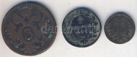 Ausztria/lengyel verdejel 1780W 1/2Kr + 1894. 1Kr + Ausztria/magyar verdejel 1800. 3Kr T:2-,3