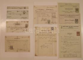cca 1860-1935 Nagy okmánybélyeges okmány tétel: összesen 22 db magyar és osztrák okmány, köztes szám...