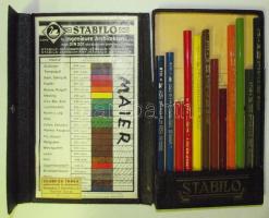 cca 1940 Stabilo nem teljes ceruza-készlet jó állapotú keménytokban / Set of pencils in hard case