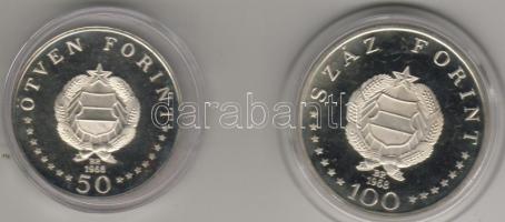 1968. "Semmelweis" sor 50Ft, 100Ft ezüst díszdobozban T:PP! R!