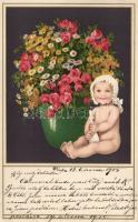 Flower and baby Meissner & Buch litho (EB)