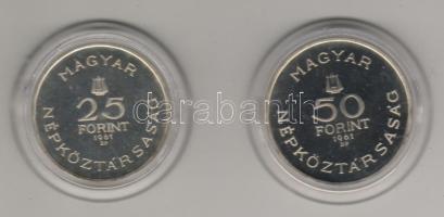 1961. "Bartók" 25Ft, 50Ft ezüst, díszdobozban T:PP!