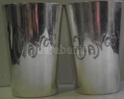 1867-1937. 2db "dianás" jelzéssel ellátott keresztelőpohár, egyikbe "Manci" másikba "Jancsi" név van gravírozva 330g összesen / 2 engraved silver baptizing-glass 330g