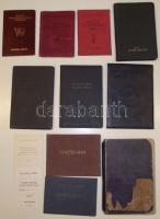 30 db vegyes igazolvány: tagsági könyvek, munkakönyvek, útlevelek, bizonyítványok, stb