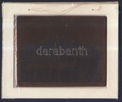 Dunát és a Parlamentet ábrázoló vörösréz klisé keretben 19,5x16 cm