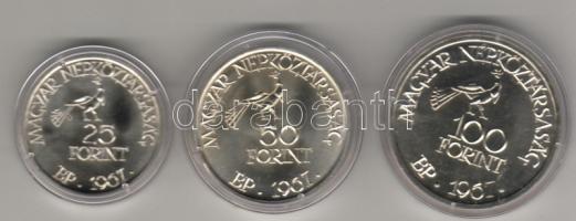 1967. "Kodály" 25Ft, 50Ft, 100Ft ezüst, díszdobozban T:PP!