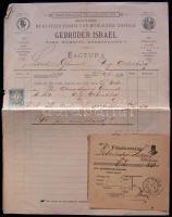 1879 Gebrüder Israel fejléces számla okmánybélyegekkel