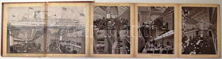 cca. 1889 A Fall River Line hajózási társaság szép kivitelű, dombornyomásos borítójú litho leporellofüzete, viseltes állapotban