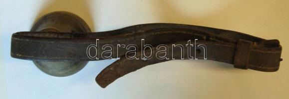 cca 1890 Nagyméretű marha csengő (20 cm) eredeti bőr szíjjal 50 cm / Vintage bell with original leat...