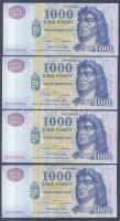 2000. 1000Ft "Millennium" DB széria (4x) egymás utáni sorszámmal T:I