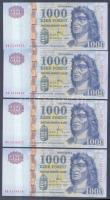 2007. 1000Ft "DB" széria (4x) egymás utáni sorszámmal T:I