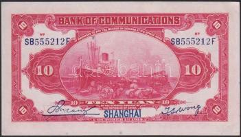 Kínai Köztársaság 1914. 10Y kék "SHANGHAI" fny. T:I